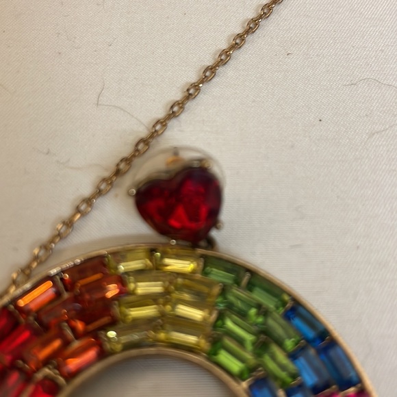 Betsy Johnson Rainbow pride Necklace Red Heart Earrings Set - Picture 4 of 4
